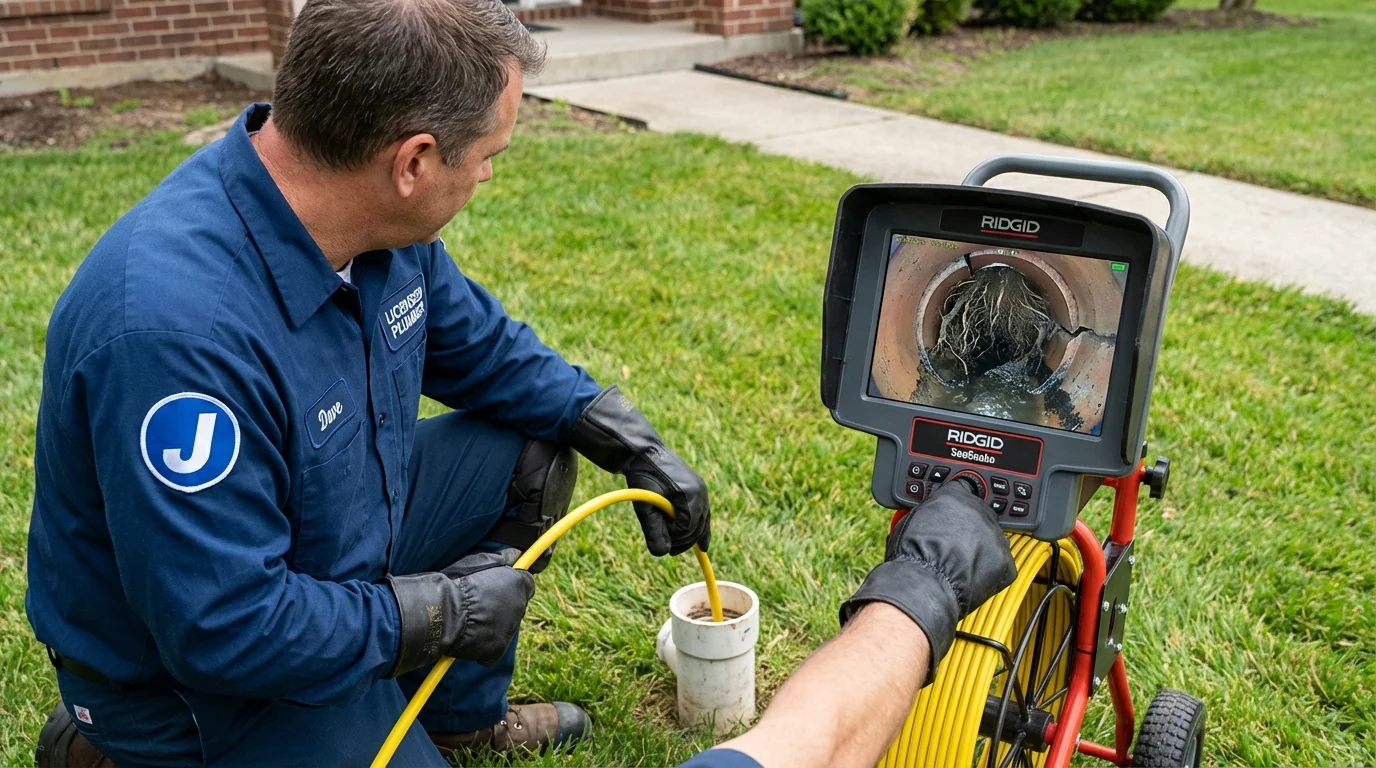 Sewer camera inspection being performed by Johns Plumbing LLC in Phelps