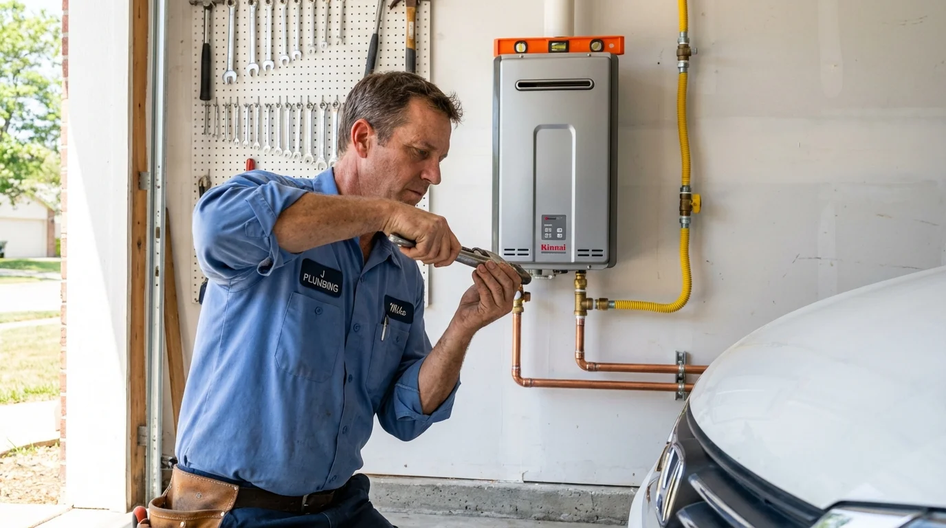 Tankless water heater installation by a Johns Plumbing LLC plumber in Phelps